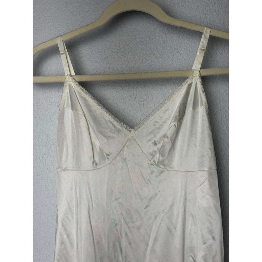 Vintage Kayser Slip Dress Women's Size 34 White Lace Nylon Dollette Balletcore - Picture 2 of 12